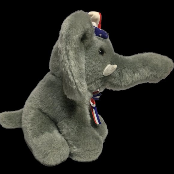Gibson Greetings Elephant Plush Republican Election Vintage 1996 Gray Souvenir - Picture 2 of 9